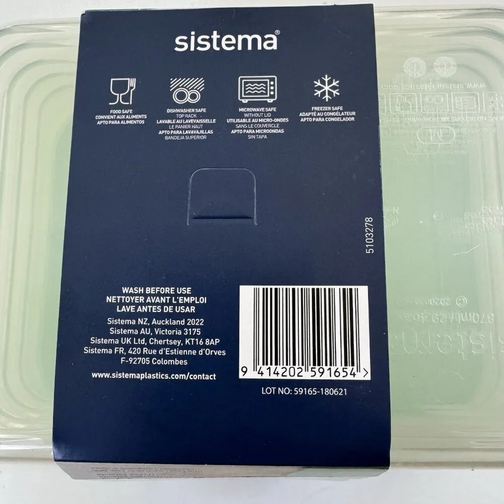 Sistema NEST IT Meal Prep Food Containers 29.4oz. Set Of 5 With Lids Green
